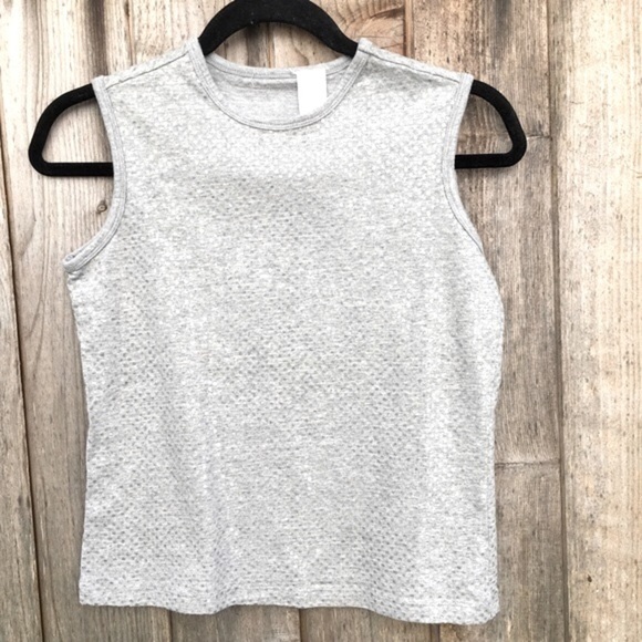 Tops - Gray Clear Sequin Athleisure Semi Crop Tank Top Small